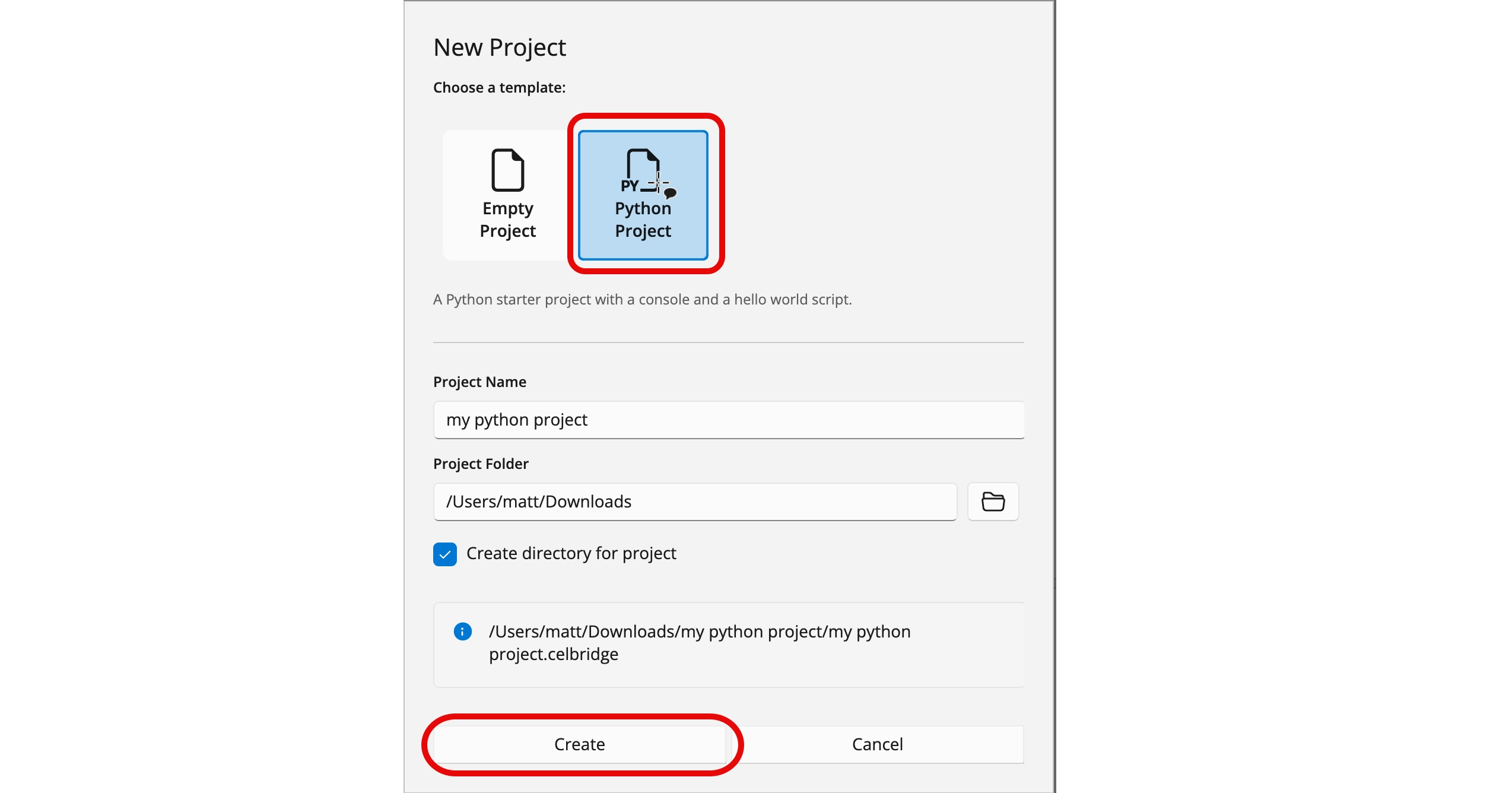 Screenshot showing Python version and extensions in .celbridge configuration