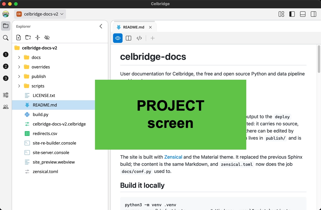 Project screen