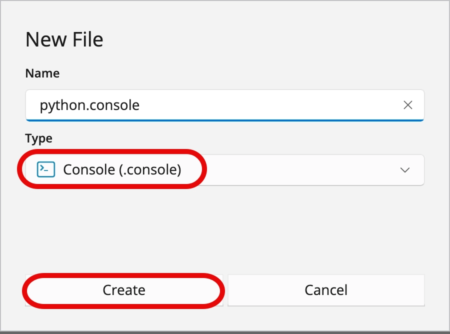 Screenshot showing new console document